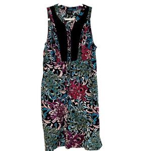 Nicole by Nicole Miller MIDI Floral Sleeveless Dress Buttons Halfway Size 16